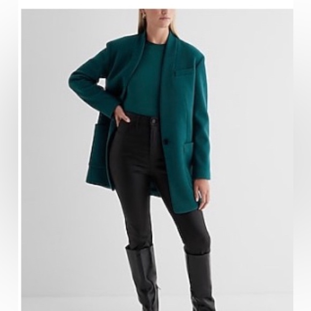 Express Shawl Collar One Button Coat Deep Teal NWT Medium